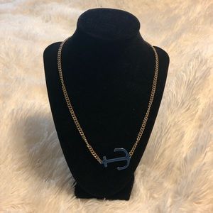 Blue & gold anchor necklace w/ adjustable necklace